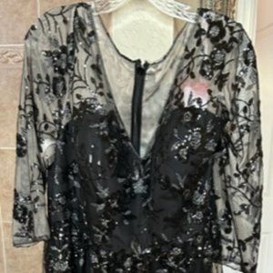 JJs House Black Floral Midi Dress